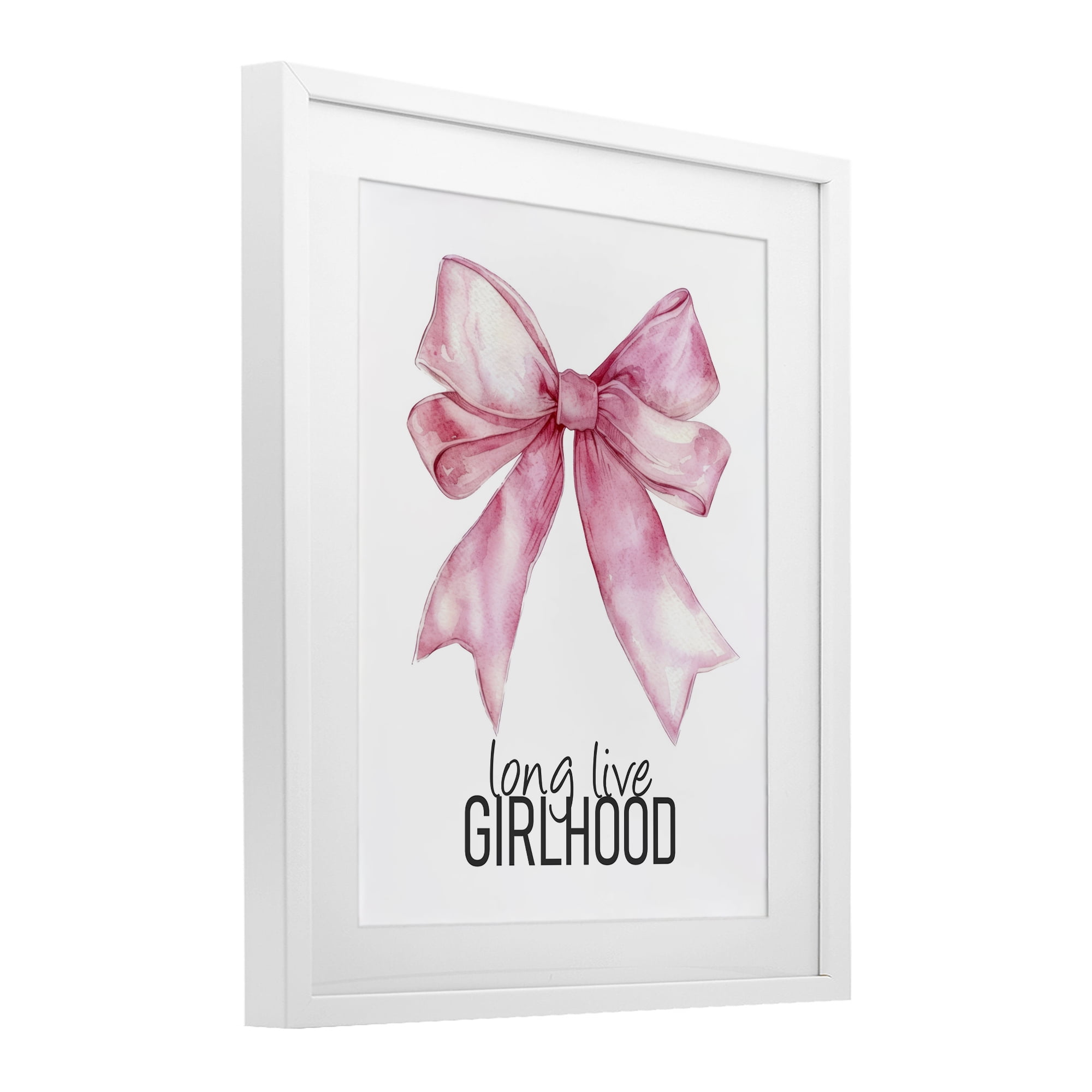 Long Live Girlhood White Framed Print Under Glass, design by Kim Allen