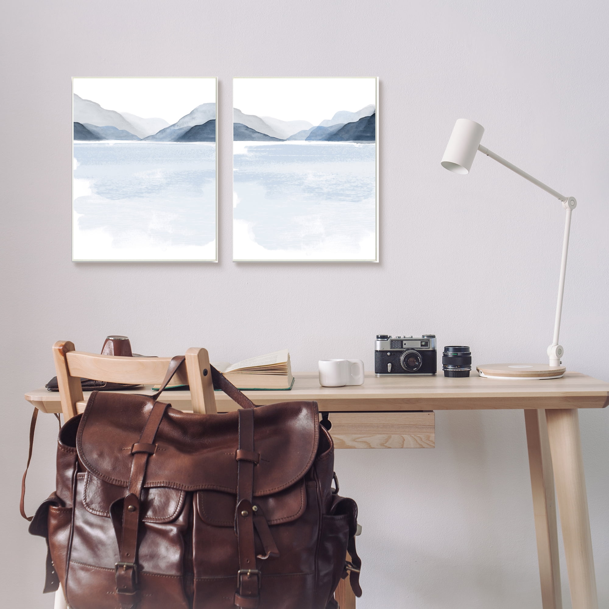 Stupell Industries Coastal Mountain Range Landscape Soft Watercolor Blue Scene, 13 x 19, Design by Victoria Barnes