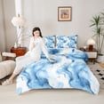 thumbnail image 4 of Homewish Chic Abstract Marble Bedding Comforter Set, Modern Marbling Ombre Twin Comforter Sets, White Blue Artwork Stripes Reversible Bedding Set, Luxury Bedroom Decor, 2 Pieces, 4 of 8