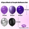 thumbnail image 2 of Globos YMSZ de látex morado, negro y plateado, 67 unidades, 30 cm, para fiestas, 2 of 7