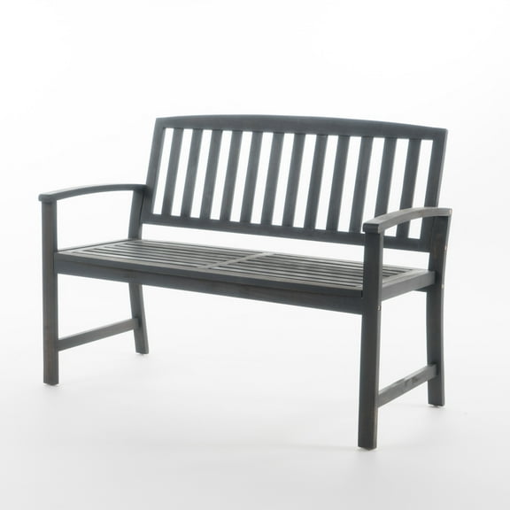 Laguna Outdoor Acacia Wood Bench, Dark Grey Finish