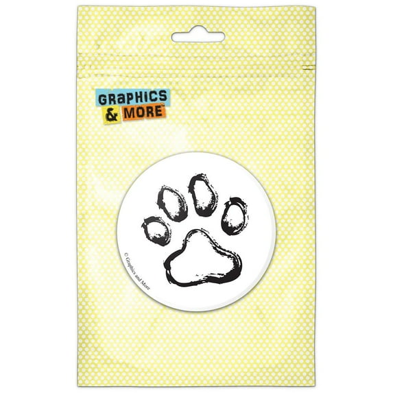 Paw Print Dog Cat Pet on White Pinback Button Pin Badge
