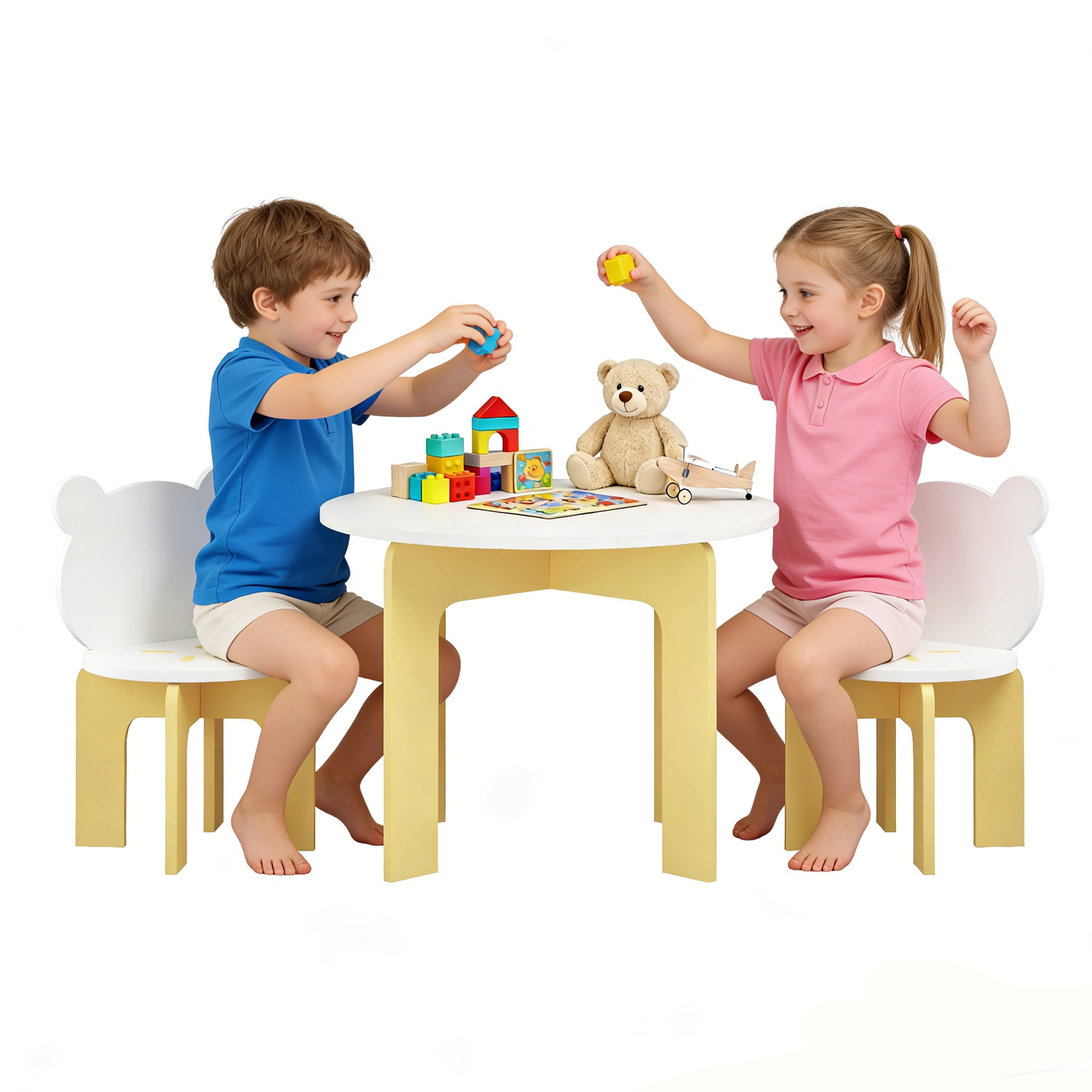 Innovation Works Kids Table and Chair Set,3-Piece Toddler Table with 2 Chairs,Sturdy Wooden Activity Table Set for Study,Drawing,Playing,Reading