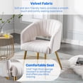 thumbnail image 4 of Velvet Dining Room Chairs - Upholstered Gold Chair with Hollow Back, Modern Design, Gold Legs, Accent Armrests - Perfect for Kitchen, Living Room, Reception - White (1PC), 4 of 7