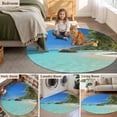 thumbnail image 6 of Summer Beach Round Living Room Rugs 3.3 ft, Tropical Beach Ocean Sea with Landscape of Palm Trees Washable Area Rug with Non-Slip Sturdy Edge Binding Round Front Door Mat Floor Carpet for Entryway, 6 of 9