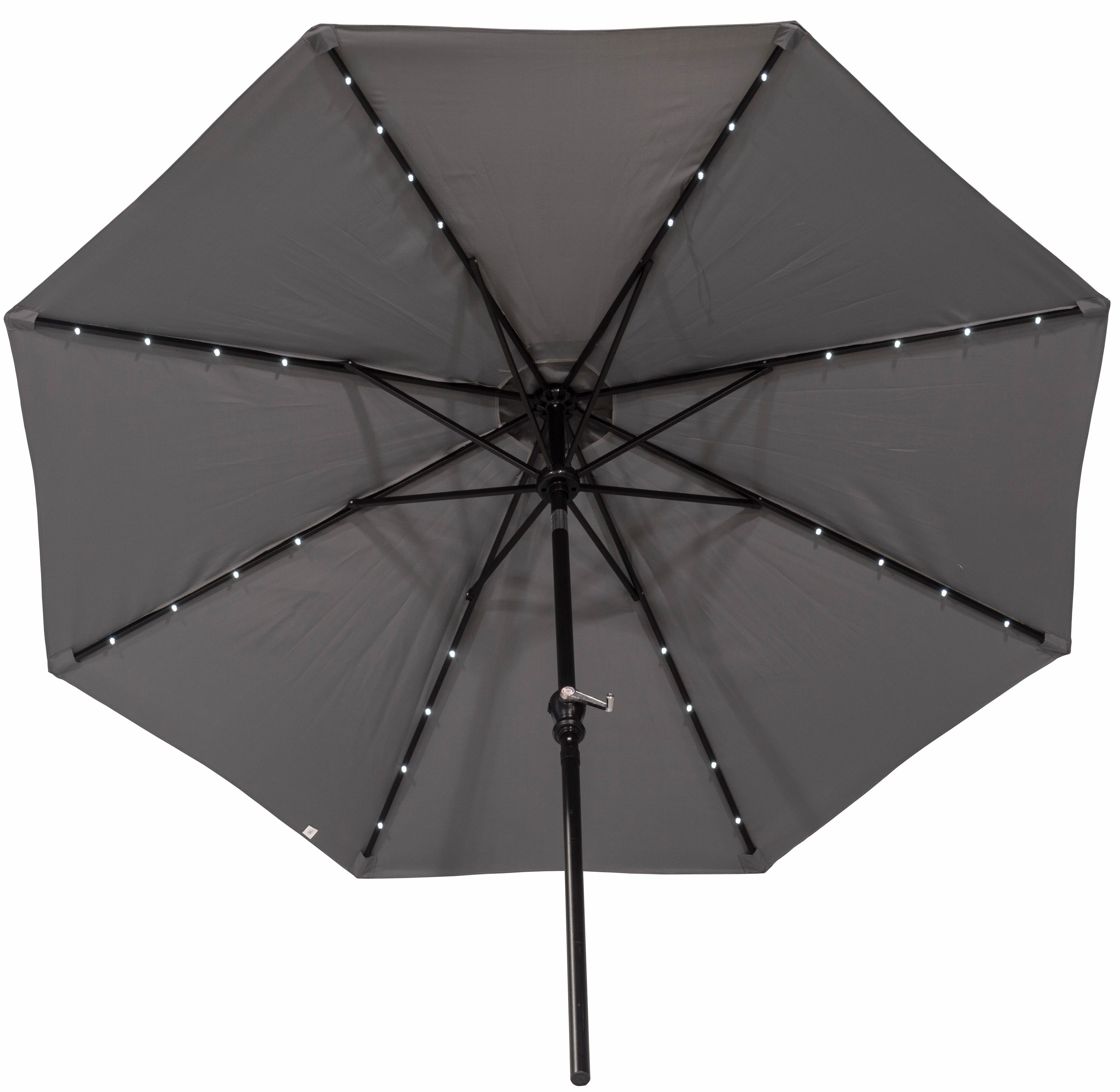 Donglin 93.5" Gray Octagon Market and Lighted Patio Umbrella with Solar Lights