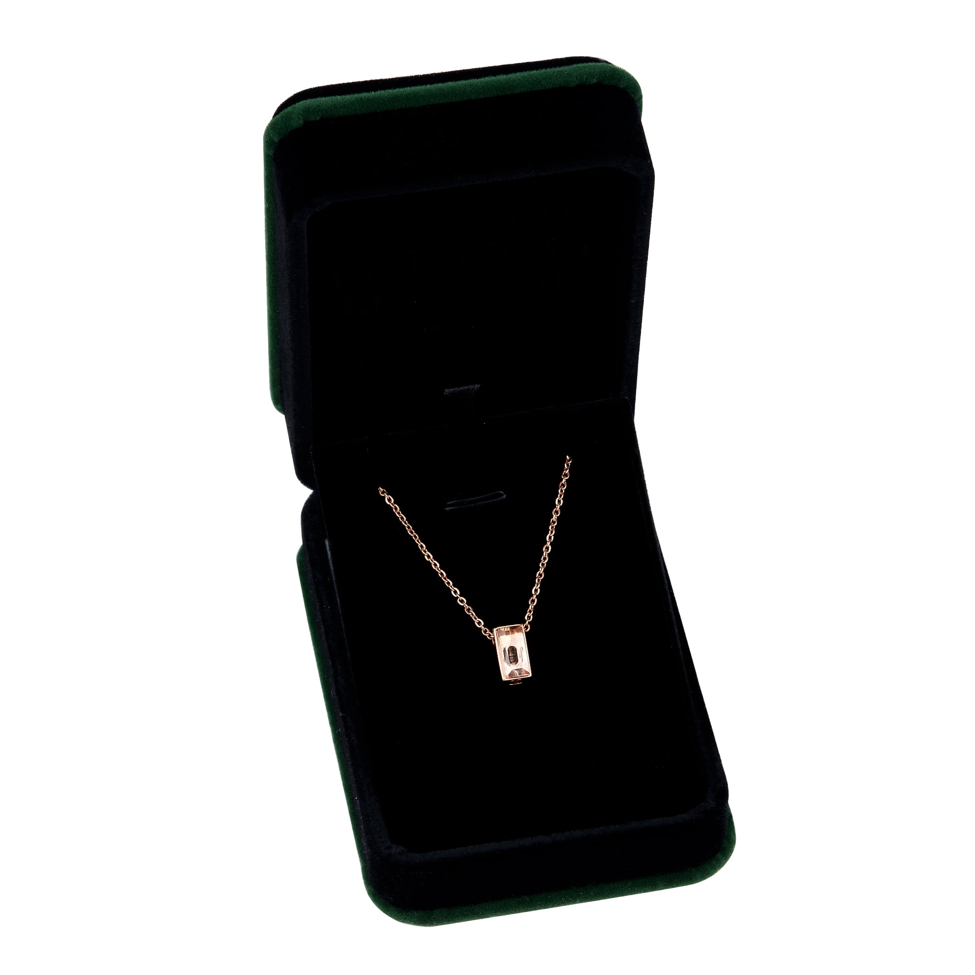 Personalized Cube Ashes Holder Necklace, Custom Engraving Memorial Necklace, Engravable Crystal Cremation Necklace for Woman with Filling Kit and Velvet Box Ship Next Day! [Rose Gold, Text Engraving]