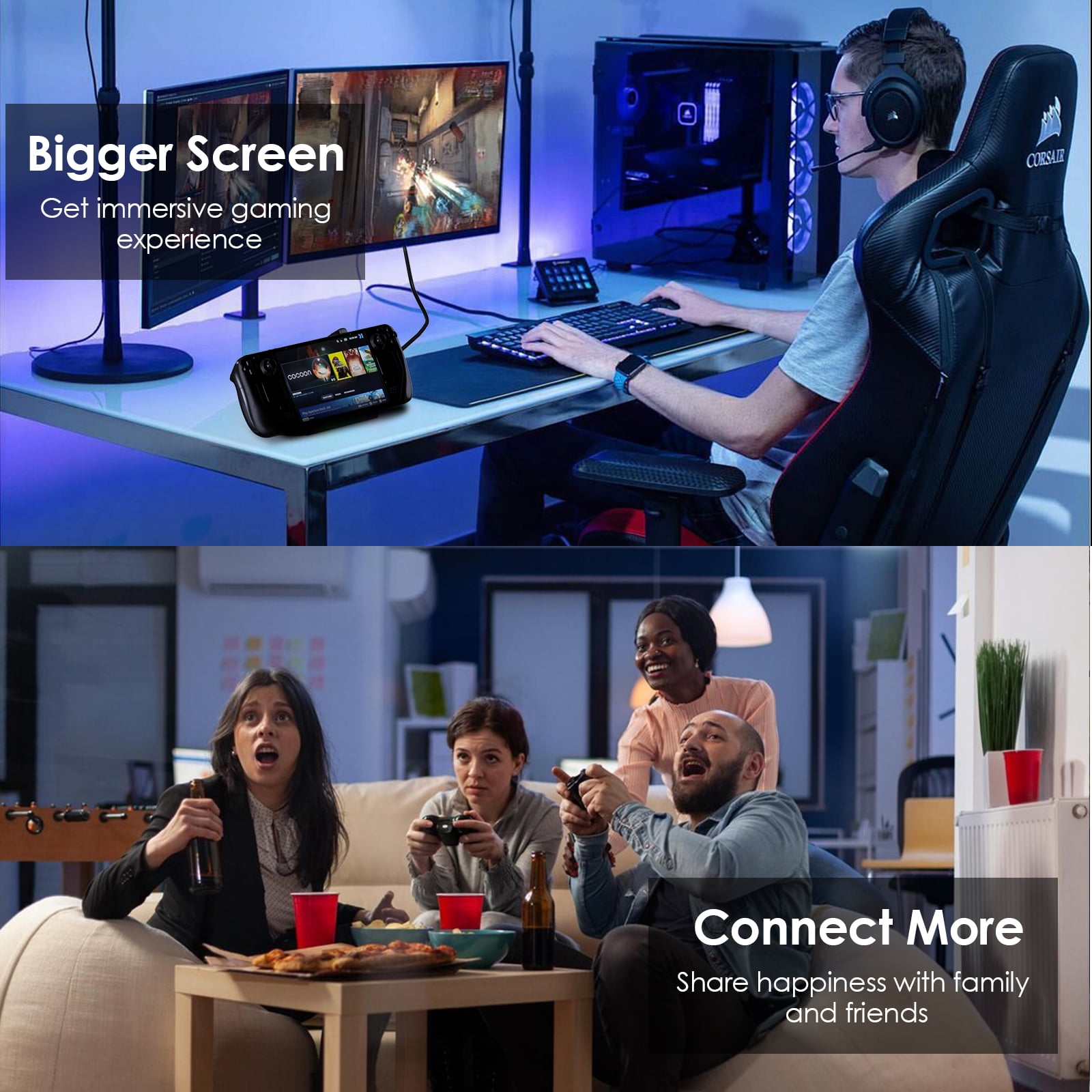 WAVLINK Steam Deck/ROG Dock, 6-in-1 Docking Station for Steam Deck/ROG, Steam Deck Accessories with 4K@144Hz/2K@165Hz/1080P@240Hz HDMI 2.0, 100W PD IN(85W for Host), 3x 10G USB 3.2, Gigabit RJ45