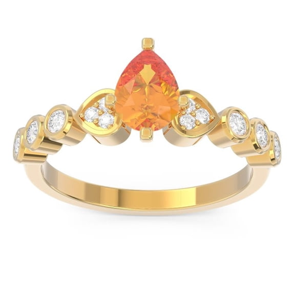 1.25 Carat Latest Natural Diamond Citrine Gemstone Wedding Ring for her Solid 14K Yellow Gold Size 7 by Diamond-Capitals