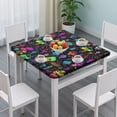 thumbnail image 3 of Colorful Mushroom Star Black Pattern Square Fitted Tablecloth with Elastic Edge,Square Table Cover,Washable Elastic Table Cover for Home Kitchen Party Decor 36"x36", 3 of 6