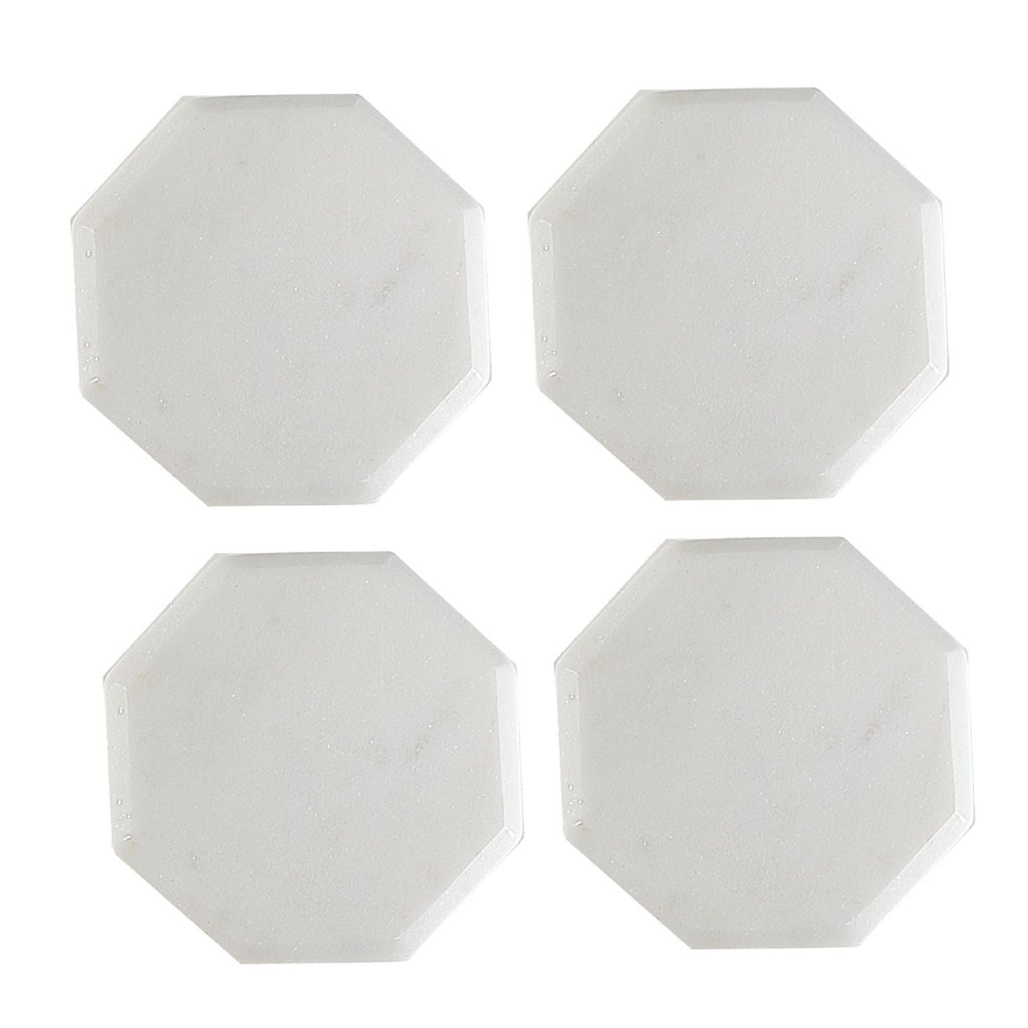 4Pc Octogone Marbre Blanc En Marbre 4X4