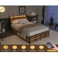 thumbnail image 3 of Queen Bed Frame with Storage &amp; LED Headboard - Brown, Metal Platform Bed with Drawers, Charging Station, No Box Spring, Bedroom Furniture, 60"x86", 3 of 8