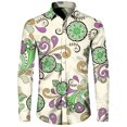 thumbnail image 1 of Camisa de moda para hombre, estampado 3D de flores de anacardo de cachemira, cuello vuelto, botones, manga larga, ropa de calle vintage para hombre y mujer, 1 of 6