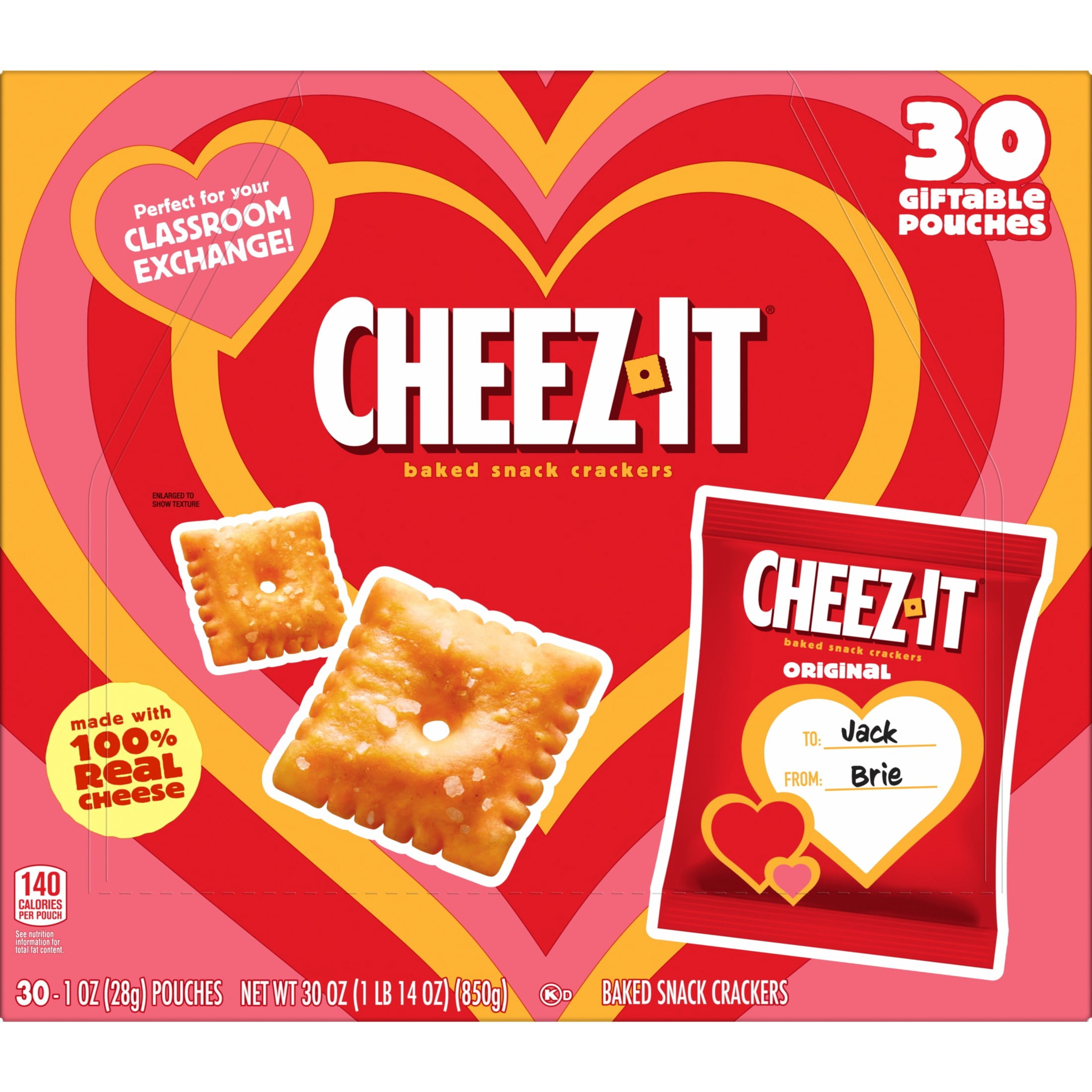 Cheez-It Original Baked Snack Crackers, Valentine's Day Snacks, 30 Count