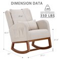 thumbnail image 2 of Solid Wood Frame Accent Rocking Chair with Non-Slip Mat,Lumbar Pillow & 2 Side Pockets,Modern Single Sofa with U-Shaped Feet for Living Room, Hotel, Bedroom & Baby Room,Beige, 2 of 5