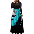 thumbnail image 2 of Qiopertar Vente de Liquidation Robe Longue à Manches Longues Imprimée Halloween pour Femmes avec Fermeture Éclair Col Rond Jupe Longue Offres de la Semaine Moins de 5$, 2 of 5