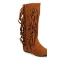 thumbnail image 1 of Liliana DA80 Women Knee High Calf Vertical Fringe Western Flat Riding Boot, 1 of 5