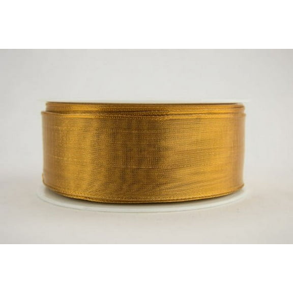 Ribbon Bazaar Wired Woven Edge Metallic Sheer 7/8 inch Copper 25 yards Ribbon