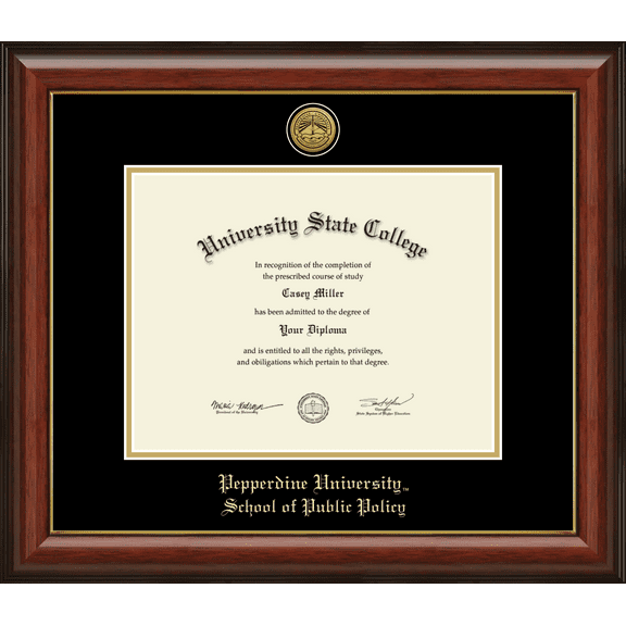 Pepperdine University School of Public Policy Diploma Frame, Document Size 11" x 8.5"