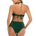 thumbnail image 6 of JDEFEG Bathing Suits for Juniors Shorts Neck Women's Waist High Swimsuit V Two Pieces Crochet Set Lace Bikini Swimwears Set Swimsuits for Women 3 Piece Green S, 6 of 7