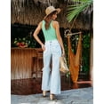 thumbnail image 6 of Vafful Women Tank Tops V Neck Summer Slim Slim Stretch Workout Sleeveless Tops Ribbed Racerback Blouses Mint Green Large, 6 of 7