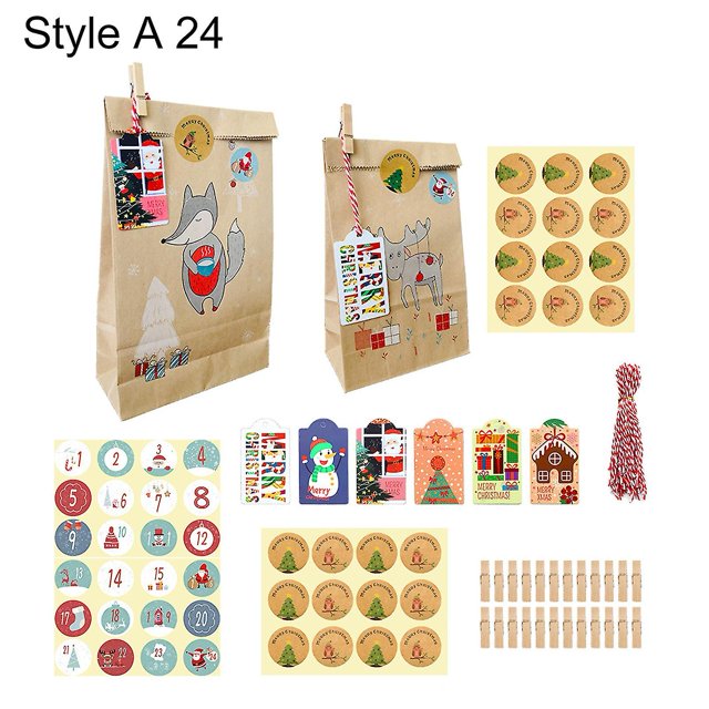 Farfi 12 / 24pcs bolsa de regalo multipropósito papel Kraft ecológico regalo de Navidad paquete de panadería del Festival
