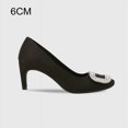 thumbnail image 1 of 2024 Satin Pumps Slim Heel Shoes For Women Buckle Rhinestone Heels Red Wedding Shoes Round Head Professional Work Shoes FGS, 1 of 6