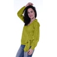 thumbnail image 3 of Moomaya Womens Wrap Top V-Neck Self,Embroidered Collar Shirt Formal Cotton Clothing, 3 of 7