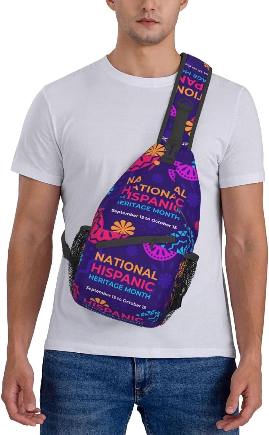 Mes Nacional De La Herencia Hispana Hispanic Heritage Month Sling Bag Crossbody Hiking Travel Chest Bags Backpack Shoulder Daypack for Women Men