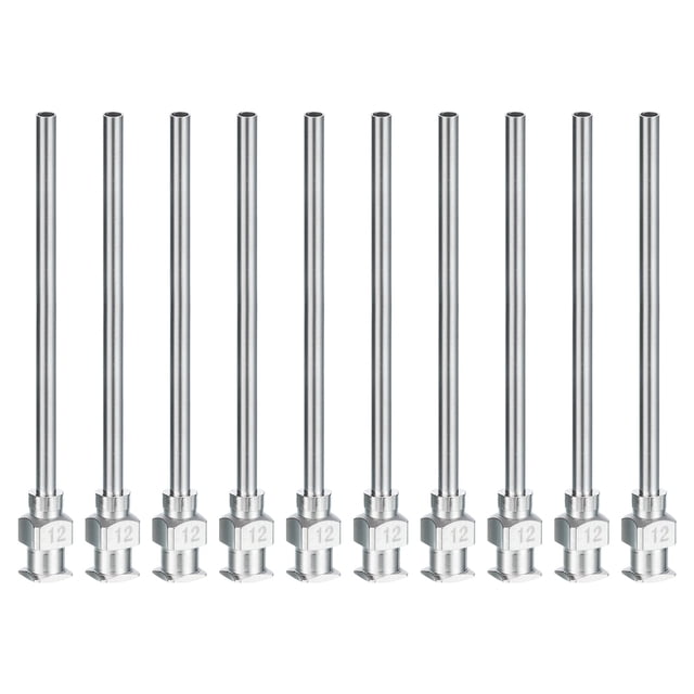 Unique Bargains 10 Pcs 12G 1.5 Inch Blunt Tip Dispensing Needle with Lure Lock for Refilling Liquid Inks Adhesives