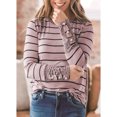 thumbnail image 3 of Blusa de mujer de manga larga con cuello redondo y gemelos, Top de retazos de rayas de leopardo para mujer, 3 of 6