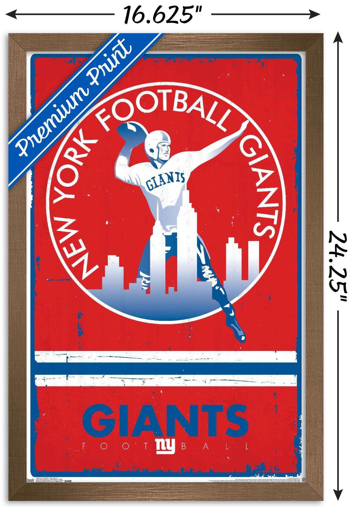 NFL New York Giants - Retro Logo 15 Wall Poster, 14.725" x 22.375", Framed