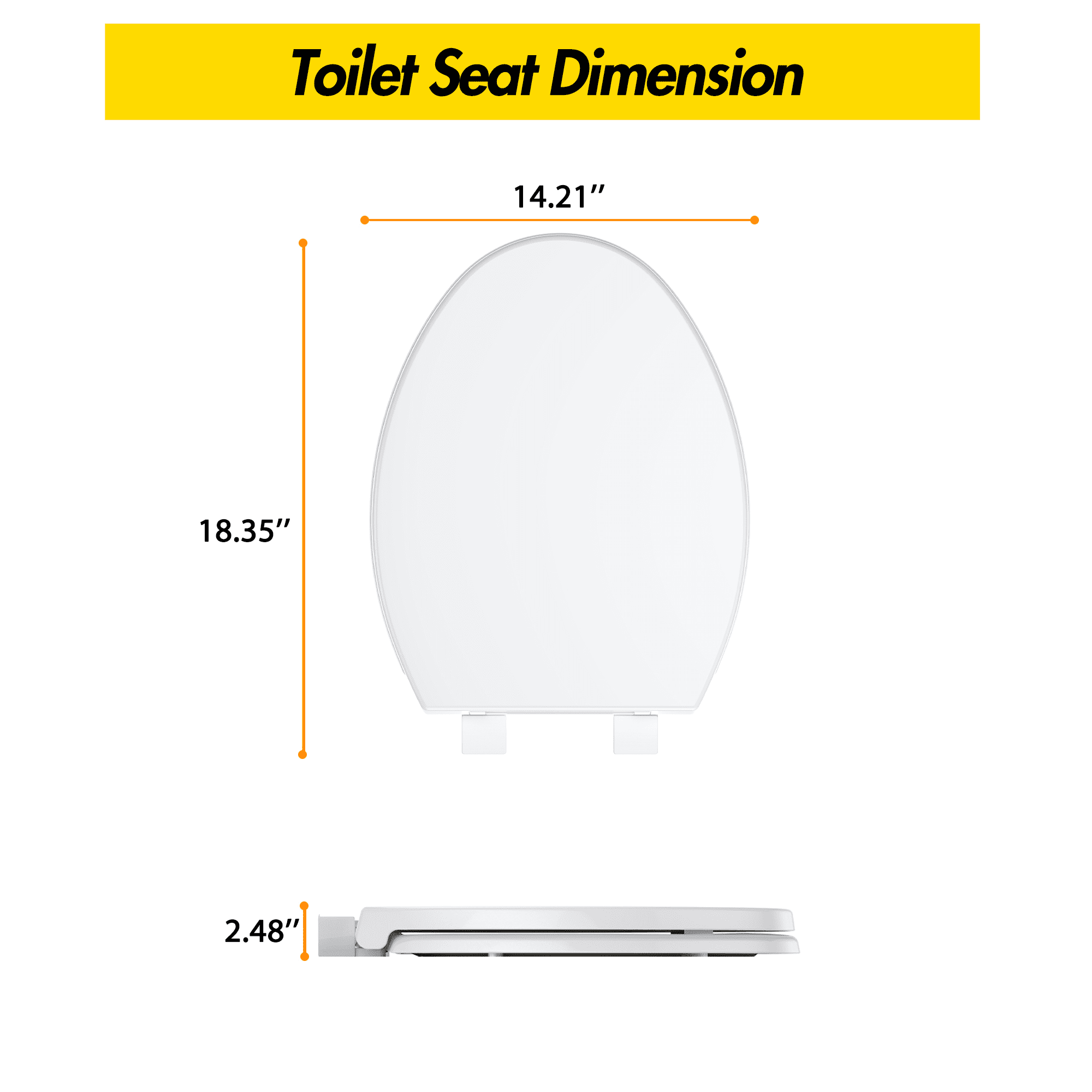 Premium Toilet Seat, Slow Close & Quick Release Toilet Seat with Secure-Lock No Slip Hinges