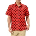 thumbnail image 1 of INSPIRE CHIC Men's Summer Polka Dots Shirt Button Down Short Sleeves Pattern Shirts XL Red, 1 of 7