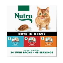 Bundle: NUTRO Grain Free Wet Cat Food Cuts in Gravy Beef, Tuna, & Chicken Variety Pack, (24) 2.64 oz. PORTIONS & NUTRO WHOLESOME ESSENTIALS Dry Cat Food, Indoor Cat Chicken & Brown Rice, 14 lb. Bag