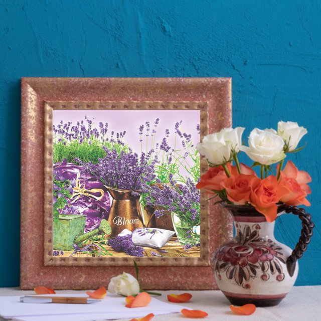 Cuadros Decorativos 5D diamante pintura lavanda ramo completo redondo taladro DIY mosaico decoración del hogar Ndcxsfigh Nuevos Originales