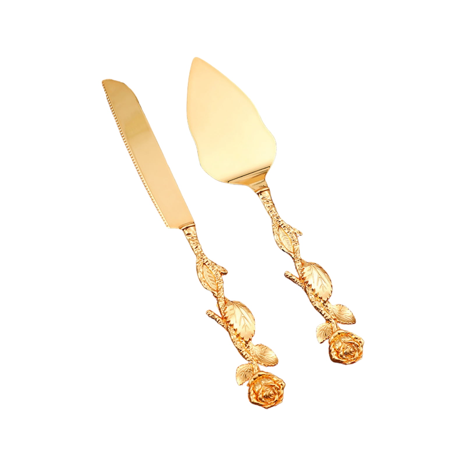 Wedding Cake Knife Set Personalized Gold Engraved Cake Cutting Set For