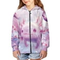 thumbnail image 3 of Uourmeti Peach Bolssom Axolotl Teens Lightweight Hooded Jacket Long Sleeve Comfy with Pockets Casual Loose Sweatshirt Girls Size 13-14, 3 of 7