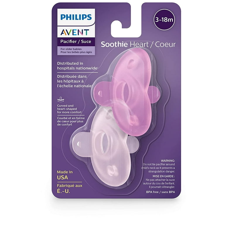 Philips Avent Soothie Heart Pacifier, 3-18 months, pink/light pink