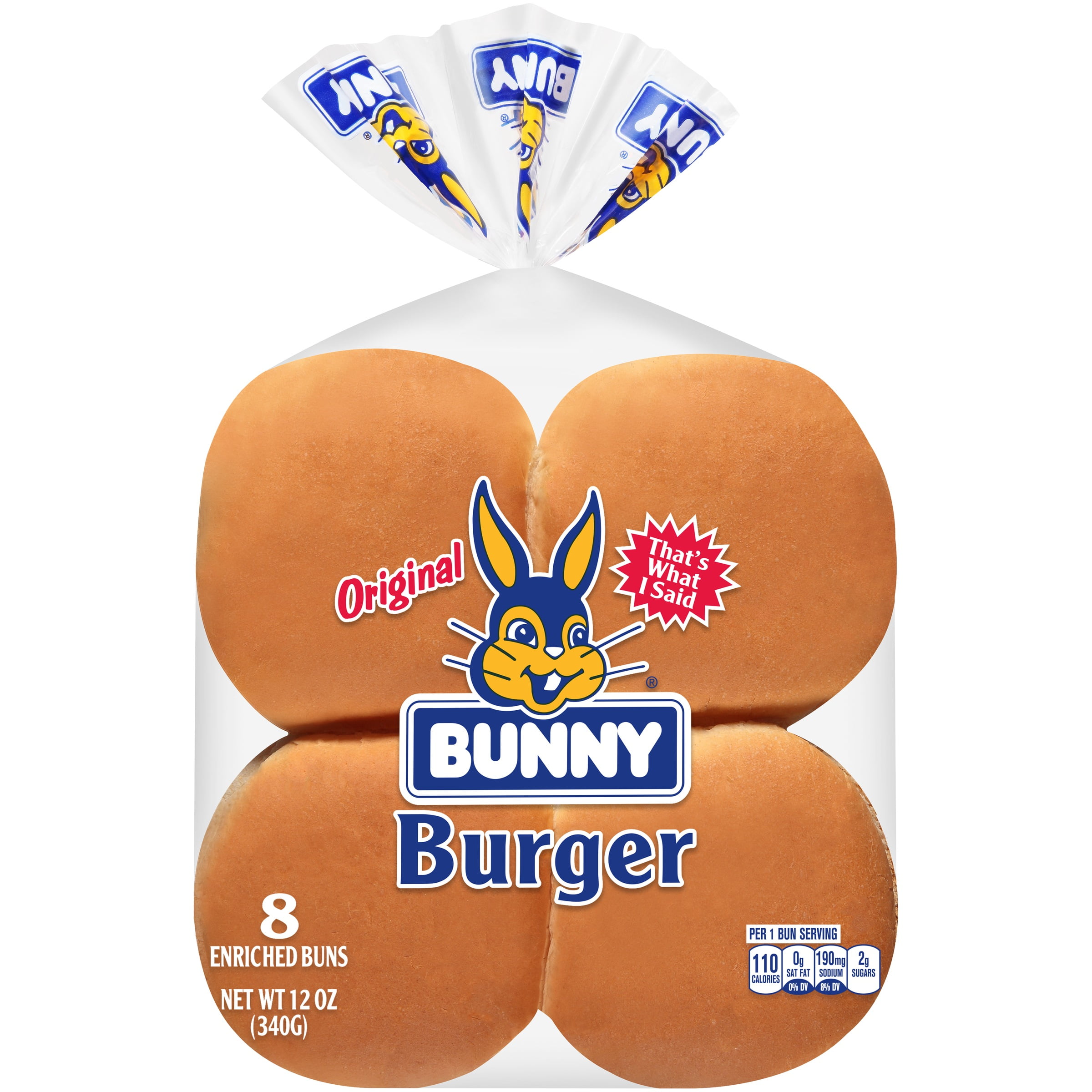 Bunny Original White Hamburger Buns, 8 ct, 12 oz