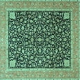 thumbnail image 1 of Ahgly Company Machine Washable Indoor Square Persian Turquoise Blue Traditional Area Rugs, 7' Square, 1 of 4