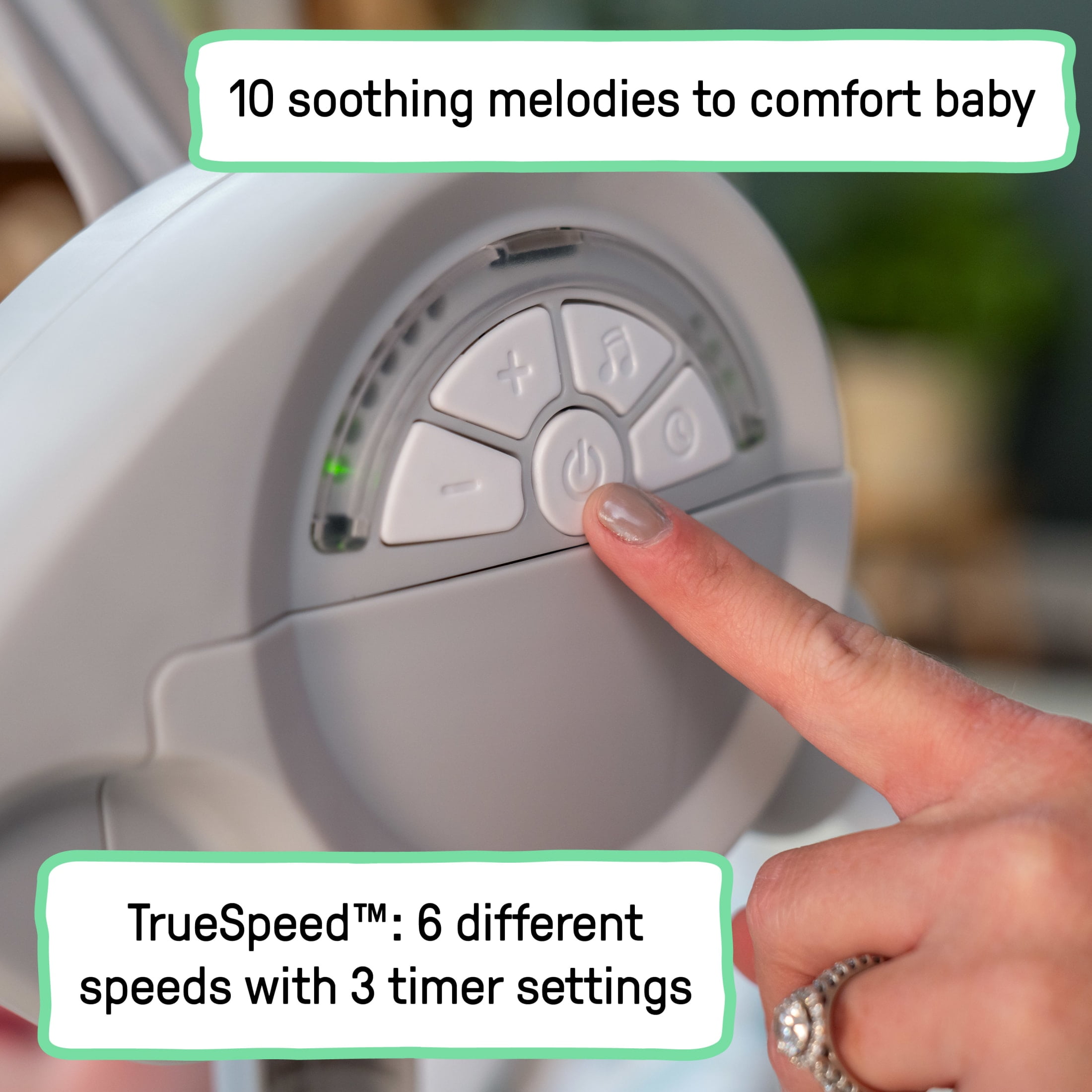 Ingenuity Altalena Portatile Comfort 2 Go - Endless Bloom - 6 Velocità E 10 Melodie - 0-9 Mesi