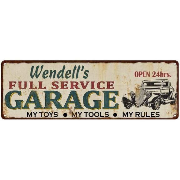Wendell's Full Service Garage Metal Sign 6x18 Rusty Man Cave 106180047487