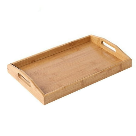 

Bamboo Wooden Serving Tray Tea Breakfast Serving Trays Modern Craft Plain Wood Platter Tray for Coffee Table / Drinks A