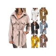 thumbnail image 2 of Seyurigaoka Women Juniors Single Breasted Solid Color Lapel Trench Coat with Pockets, Belts, 2 of 3