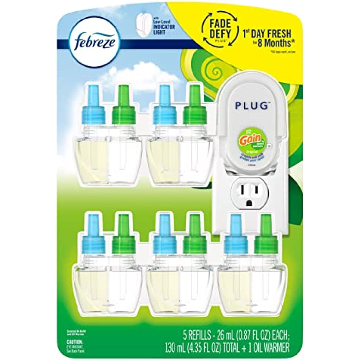 Febreze Plug In Air Fresheners, Gain Original Scent, Odor Eliminator For Strong Odors, 1 Warmer