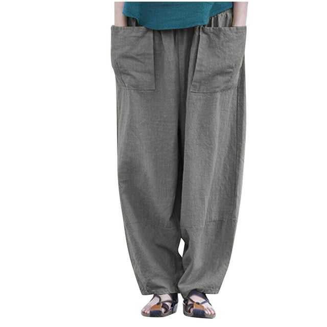 FNFYFH Liquidation Pantalon en Lin Confortable pour Femmes Grande Taille