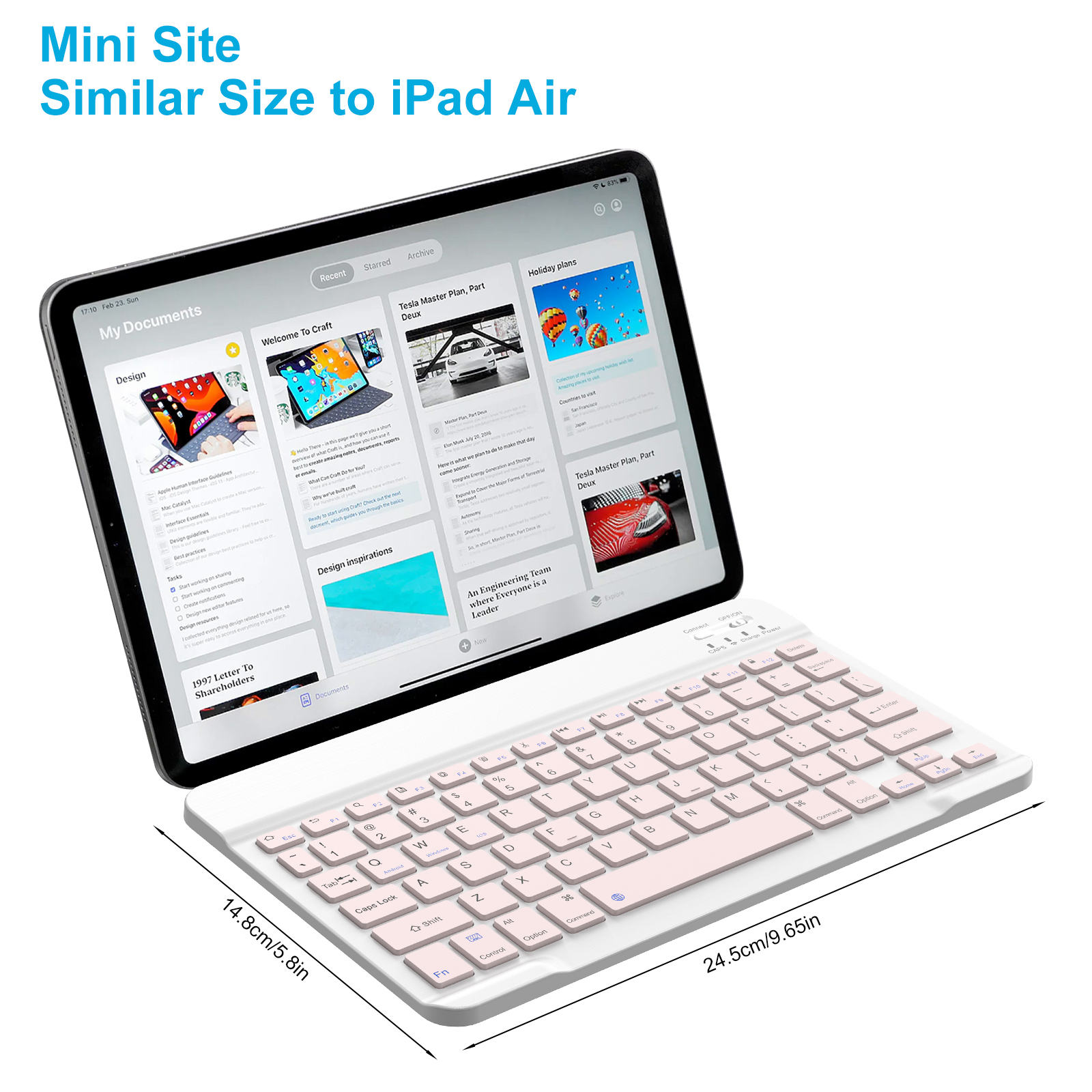 Cimetech Ultra-Slim Rechargeable Bluetooth Keyboard, Pink photo 5