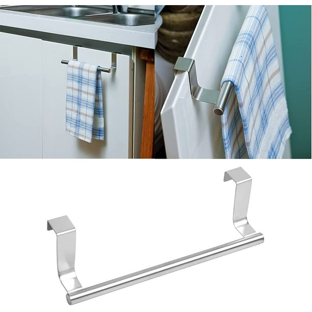 Dedang Porte-Serviettes, Accroche-Torchon pour Porte sans Percer, Porte- torchon à Suspendre sur Un Placard, Porte-Serviettes Salle de Bain en Acier  Inoxydable Porte Torchons pour la Cuisine(23cm) 