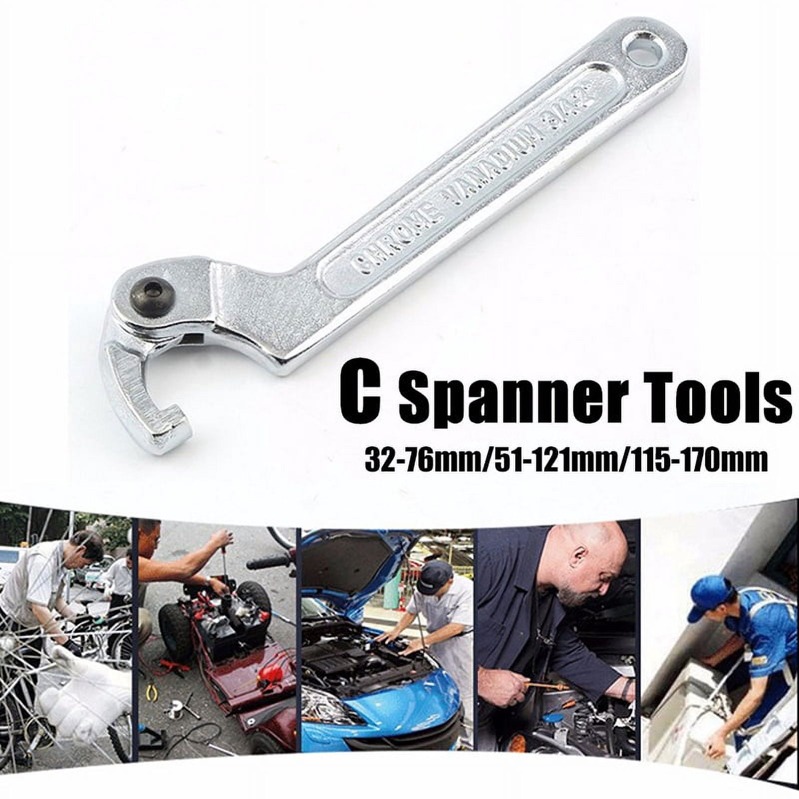 SEIWEI Universal Shock Adjustment Adjuster C Spanner Wrench Tool Adjustable Wrench 115-170mm Silver